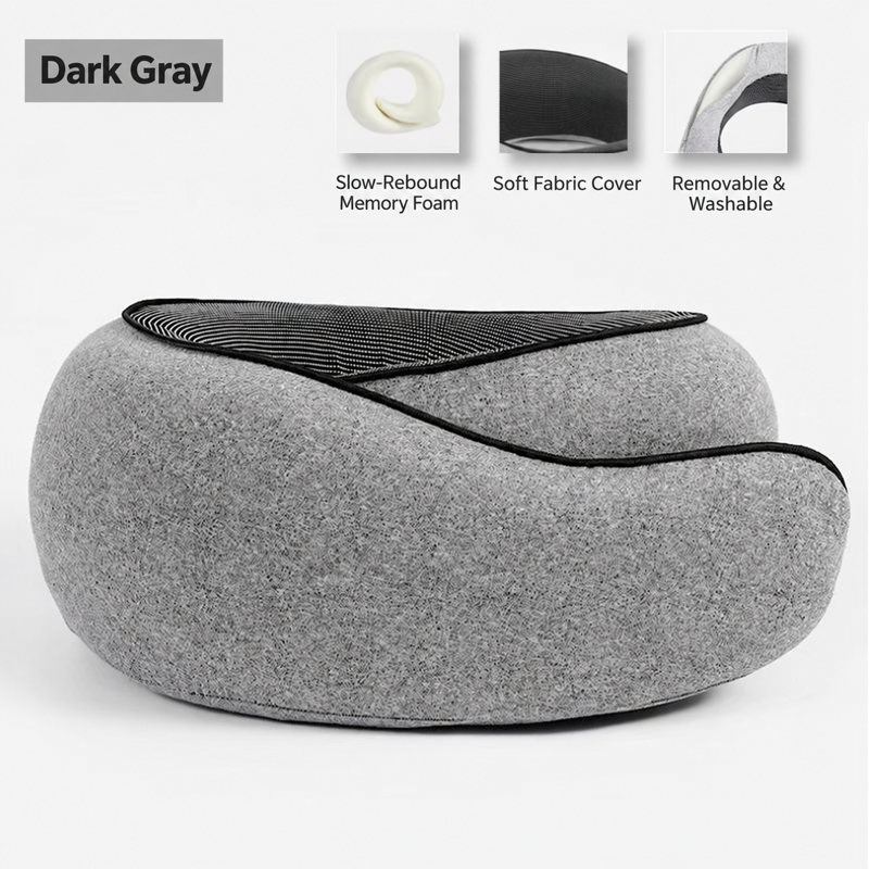 Memory Foam Travel Neck Pillow in Dark gray