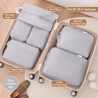 6-Piece Travel Packing Cube Set in Gray